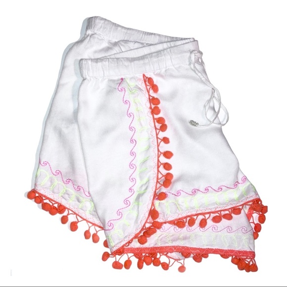 ZL Sz M Pom-Pom White Neon Shorts - Picture 4 of 8